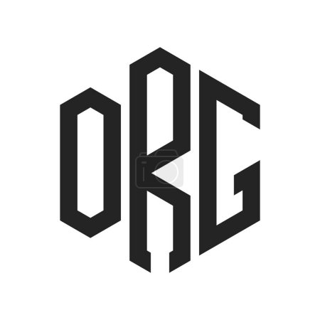 Diseño de Logo ORG. Logo inicial del monograma ORG con forma de hexágono