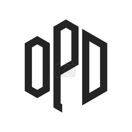 Diseño de Logo OPD. Letra inicial OPD Monograma Logo utilizando la forma del hexágono