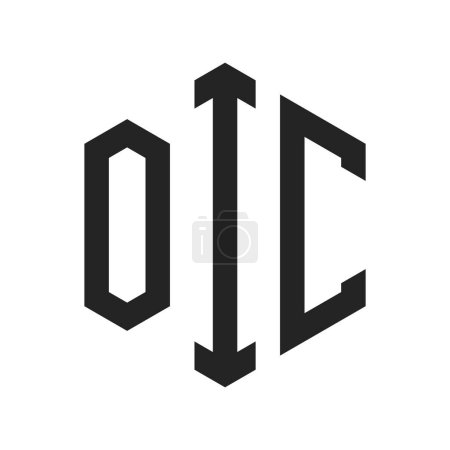 Diseño de Logo OIC. Letra Inicial OIC Monogram Logo usando la forma del hexágono