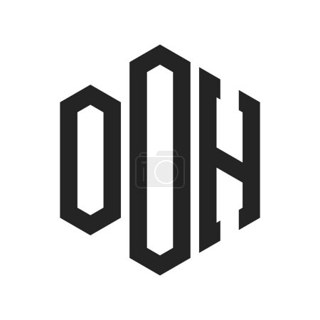 Diseño de Logo OOH. Logo inicial del monograma de la letra OOH usando la forma del hexágono