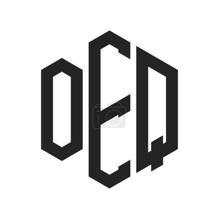Illustration for OEQ Logo Design. Initial Letter OEQ Monogram Logo using Hexagon shape - Royalty Free Image