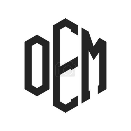 Ilustración de Diseño del logotipo del OEM. Logo inicial del monograma del OEM de la letra usando la forma del hexágono - Imagen libre de derechos