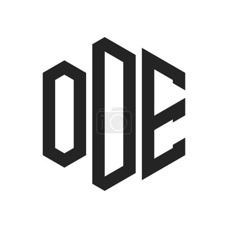 Diseño de Logo ODE. Logo inicial del monograma de la letra ODE usando la forma del hexágono