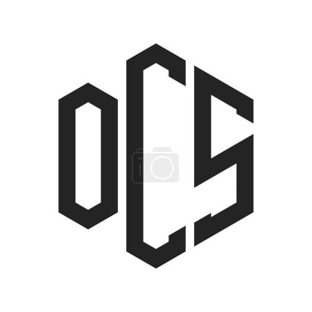 Diseño de Logo OCS. Carta Inicial OCS Monograma Logo con forma de hexágono