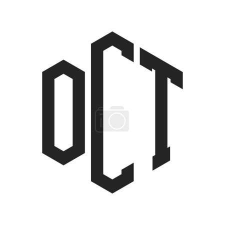 Diseño de Logo OCT. Logo inicial de OCT Monogram con forma de hexágono