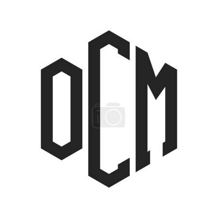 Diseño de Logo OCM. Logo inicial del monograma OCM de la letra usando la forma del hexágono
