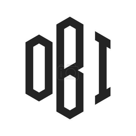 Diseño de Logo OBI. Logo inicial del monograma de la letra OBI usando la forma del hexágono