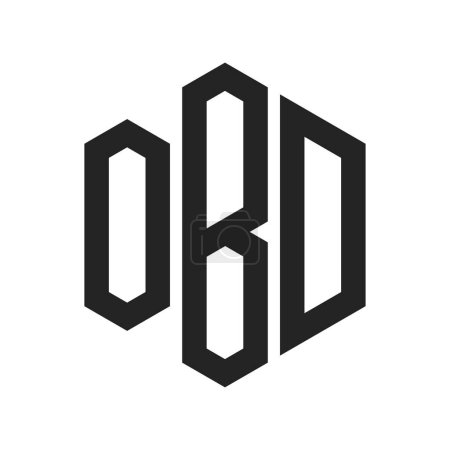 OBD Logo Design. Anfangsbuchstabe OBD Monogramm Logo mit Hexagon-Form