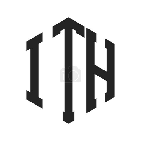 ITH Logo Design. Logo inicial ITH Monogram con forma de hexágono