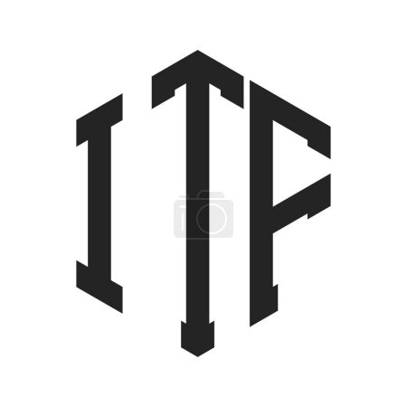Diseño de Logo ITF. Letra Inicial ITF Monogram Logo usando la forma del hexágono