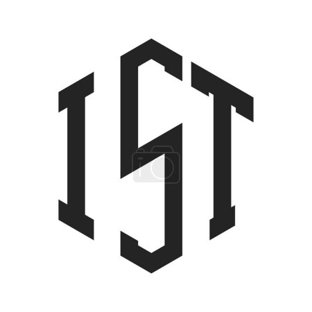Illustration for IST Logo Design. Initial Letter IST Monogram Logo using Hexagon shape - Royalty Free Image