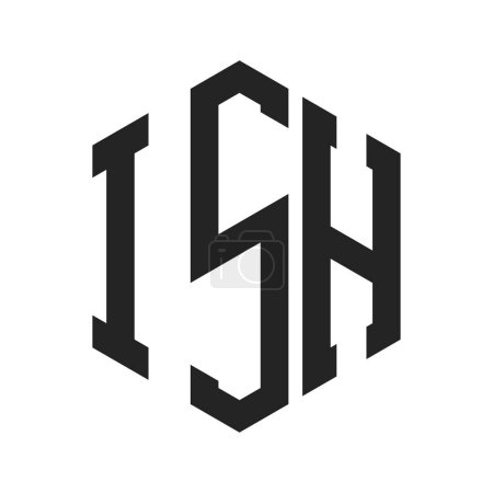 Conception de logo ISH. Lettre initiale ISH Monogram Logo utilisant la forme de l'hexagone