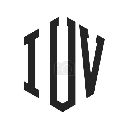 Ilustración de Diseño de Logo IUV. Logo inicial del monograma de la letra IUV usando la forma del hexágono - Imagen libre de derechos