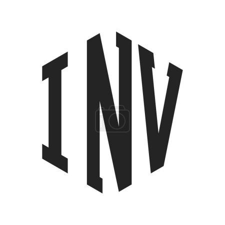 INV Logo Design. Initial Letter INV Monogram Logo using Hexagon shape