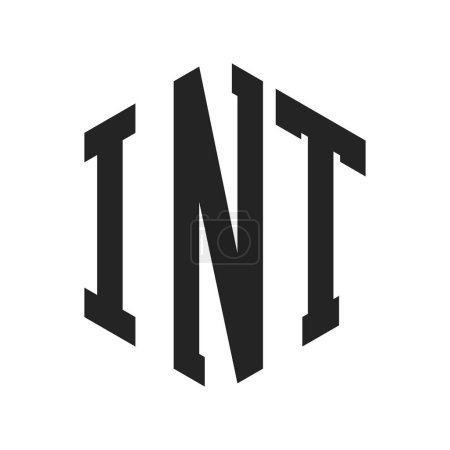 INT Logo Design. Logo inicial INT Monogram con forma de hexágono
