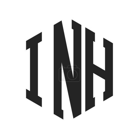 INH Logo Design. Initial Letter INH Monogram Logo using Hexagon shape