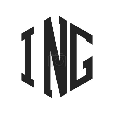 Conception de logo ING. Lettre initiale ING Monogram Logo en forme d'hexagone