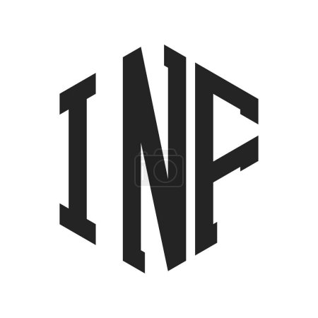 Conception du logo INF. Lettre initiale INF Monogram Logo utilisant la forme hexagonale