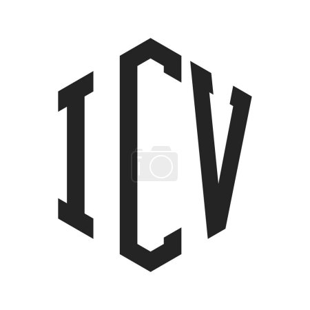 Diseño de Logo ICV. Logo inicial ICV Monogram con forma de hexágono