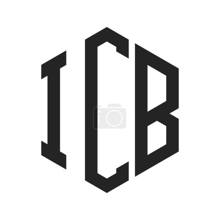 Diseño de Logo ICB. Logo inicial del monograma ICB con forma de hexágono