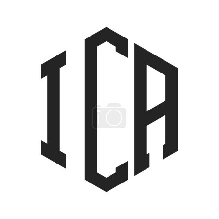 Conception de logo ICA. Lettre initiale Logo de monogramme ICA utilisant la forme hexagonale