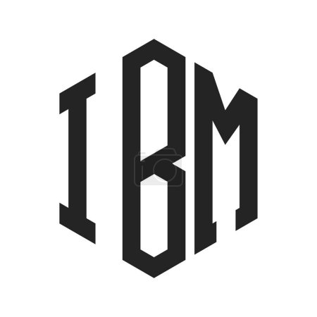 Ilustración de IBM Logo Design. Letra inicial IBM Monogram Logo usando la forma del hexágono - Imagen libre de derechos