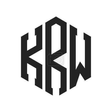 Conception de logo KRW. Logo de monogramme de la lettre initiale KRW utilisant la forme hexagonale
