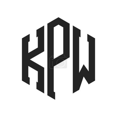 Illustration for KPW Logo Design. Initial Letter KPW Monogram Logo using Hexagon shape - Royalty Free Image