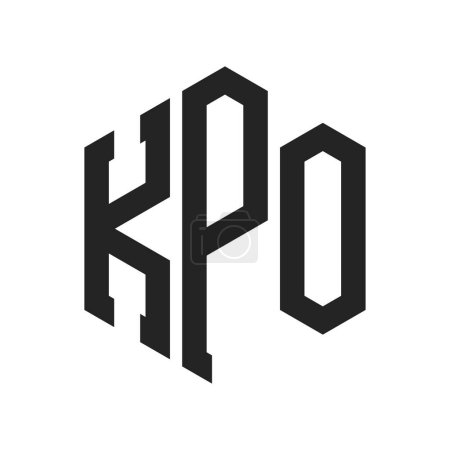 Illustration for KPO Logo Design. Initial Letter KPO Monogram Logo using Hexagon shape - Royalty Free Image