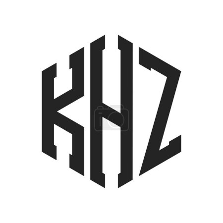 Téléchargez les illustrations : Conception de logo KHZ. Logo de monogramme de la lettre initiale KHZ utilisant la forme hexagonale - en licence libre de droit