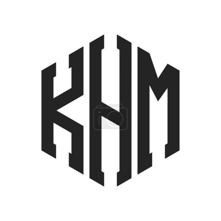 Illustration for KHM Logo Design. Initial Letter KHM Monogram Logo using Hexagon shape - Royalty Free Image