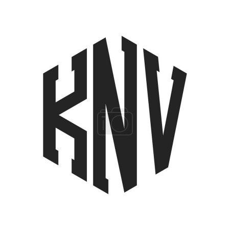 Téléchargez les illustrations : Conception de logo KNV. Logo de monogramme de la lettre initiale KNV utilisant la forme hexagonale - en licence libre de droit