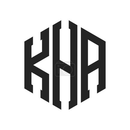 KHA Logo Design. Anfangsbuchstabe KHA Monogramm Logo mit Hexagon-Form