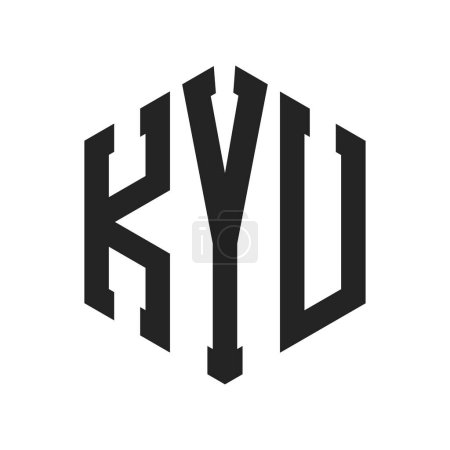 KYU Logo Design. Initial Letter KYU Monogram Logo using Hexagon shape