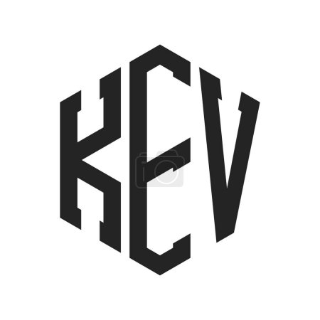 Téléchargez les illustrations : Conception de logo KEV. Lettre initiale KEV logo monogramme en utilisant la forme hexagonale - en licence libre de droit