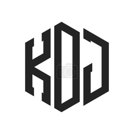 Illustration for KDJ Logo Design. Initial Letter KDJ Monogram Logo using Hexagon shape - Royalty Free Image