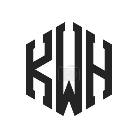 Diseño de Logo KWH. Letra inicial Logotipo del monograma de KWH usando la forma del hexágono
