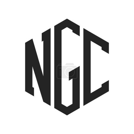 Illustration for NGC Logo Design. Initial Letter NGC Monogram Logo using Hexagon shape - Royalty Free Image