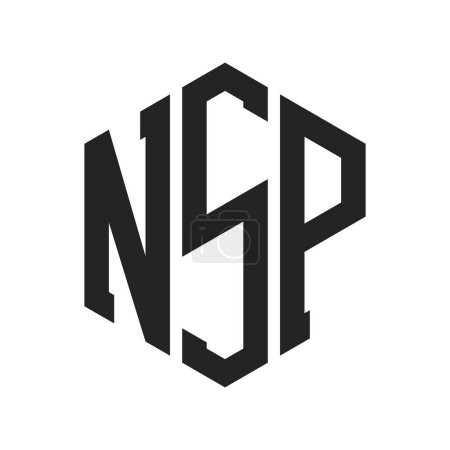 Téléchargez les illustrations : Conception de logo NSP. Lettre initiale logo monogramme NSP en utilisant la forme hexagonale - en licence libre de droit