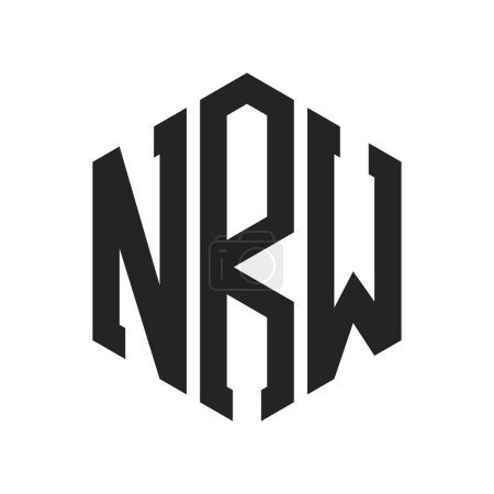 Diseño de Logo NRW. Logo inicial del monograma NRW con forma de hexágono