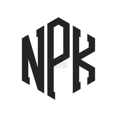 Ilustración de Diseño de Logo NPK. Logo inicial del monograma de la letra NPK usando la forma del hexágono - Imagen libre de derechos