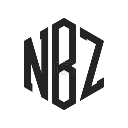 Illustration for NBZ Logo Design. Initial Letter NBZ Monogram Logo using Hexagon shape - Royalty Free Image