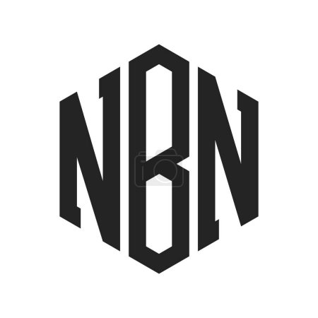 Ilustración de Diseño de Logo NBN. Logo inicial de la carta NBN Monogram usando la forma del hexágono - Imagen libre de derechos