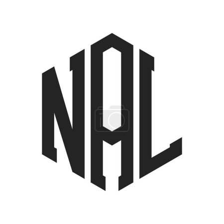 Diseño de Logo NAL. Logo inicial de la carta NAL Monogram usando la forma del hexágono