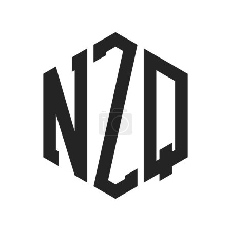Ilustración de Diseño de Logo NZQ. Logo inicial del monograma de la letra NZQ usando la forma del hexágono - Imagen libre de derechos