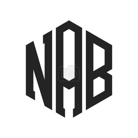 Diseño de Logo NAB. Logo inicial de la carta NAB Monogram usando la forma del hexágono