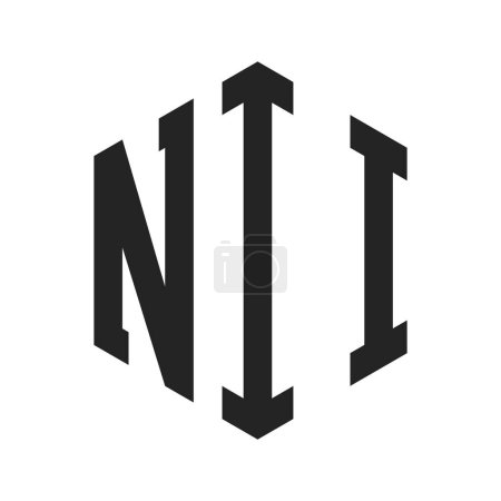 Téléchargez les illustrations : NII Logo Design. Logo de monogramme de la lettre initiale NII utilisant la forme hexagonale - en licence libre de droit