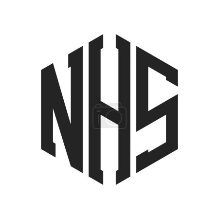 NHS Logo Design. Initial Letter NHS Monogram Logo mit Hexagon-Form