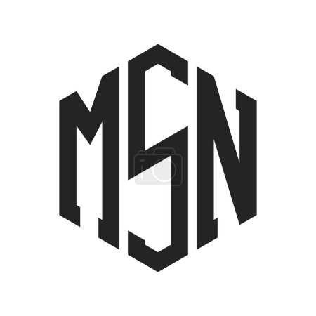 MSN Logo Design. Initial Letter MSN Monogram Logo using Hexagon shape