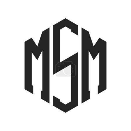 Diseño de Logo MSM. Logo inicial del monograma de la letra MSM usando la forma del hexágono